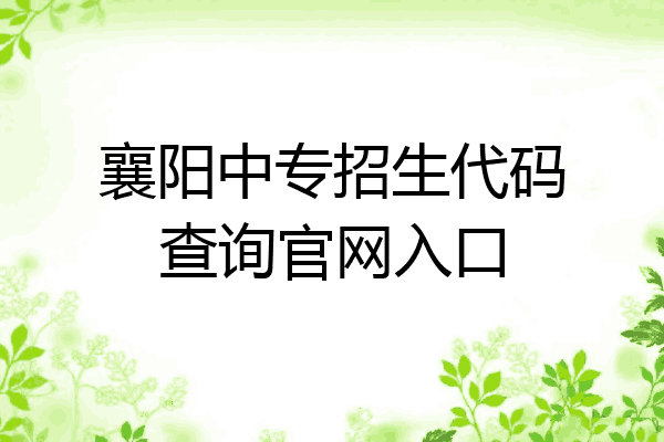 襄阳中专招生代码查询官网入口