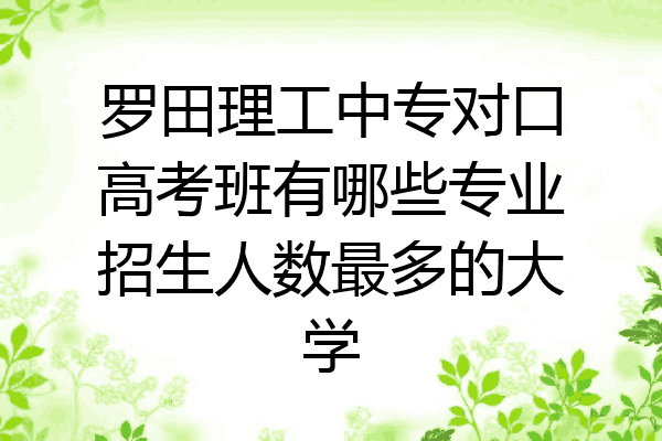 罗田理工中专对口高考班有哪些专业招生人数最多的大学