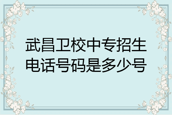 武昌卫校中专招生电话号码是多少号