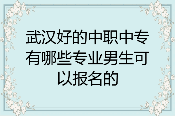 武汉好的中职中专有哪些专业男生可以报名的