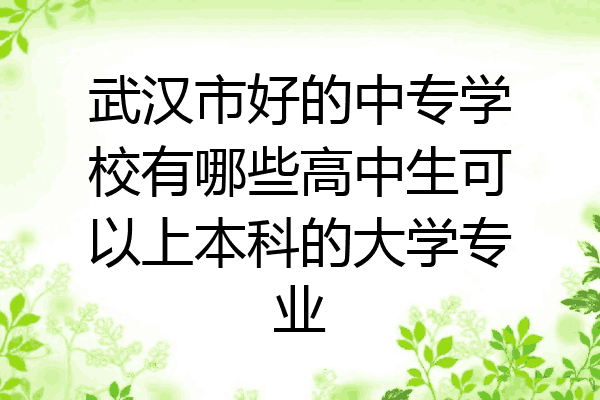 武汉市好的中专学校有哪些高中生可以上本科的大学专业