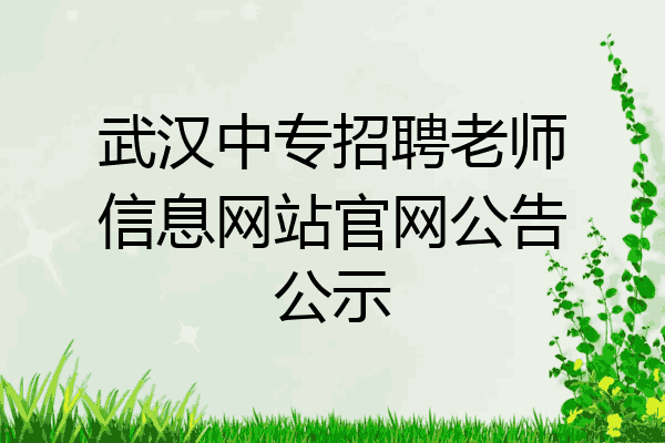 武汉中专招聘老师信息网站官网公告公示