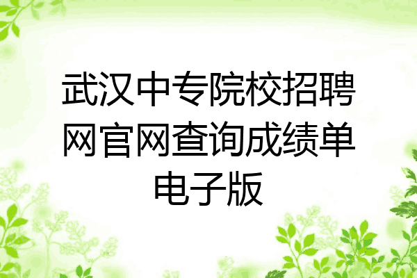 武汉中专院校招聘网官网查询成绩单电子版