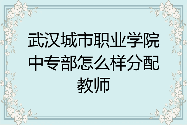 武汉城市职业学院中专部怎么样分配教师