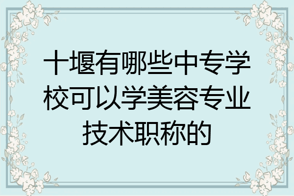 十堰有哪些中专学校可以学美容专业技术职称的