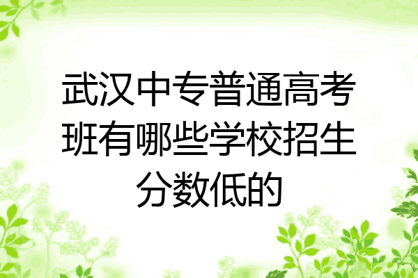 武汉中专普通高考班有哪些学校招生分数低的