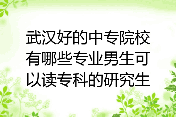 武汉好的中专院校有哪些专业男生可以读专科的研究生