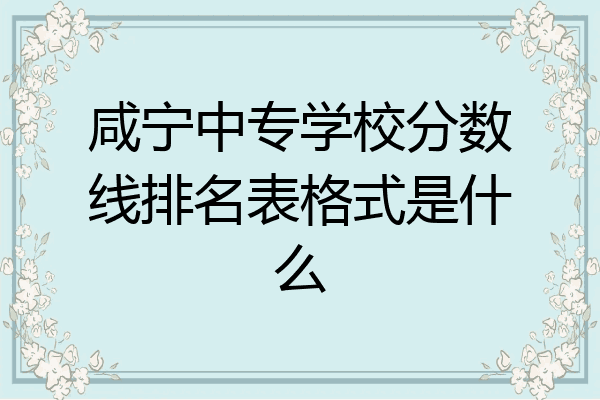 咸宁中专学校分数线排名表格式是什么