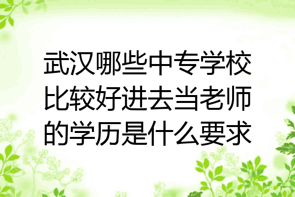 武汉哪些中专学校比较好进去当老师的学历是什么要求