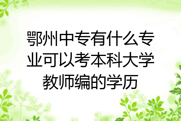 鄂州中专有什么专业可以考本科大学教师编的学历
