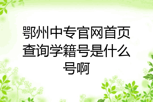 鄂州中专官网首页查询学籍号是什么号啊