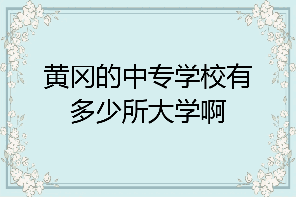 黄冈的中专学校有多少所大学啊