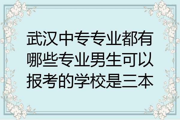 武汉中专专业都有哪些专业男生可以报考的学校是三本