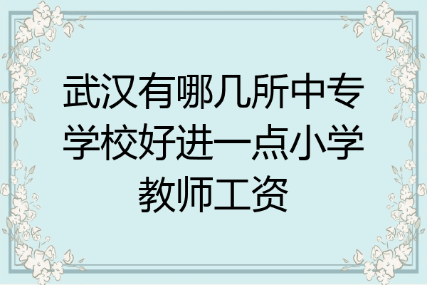 武汉有哪几所中专学校好进一点小学教师工资
