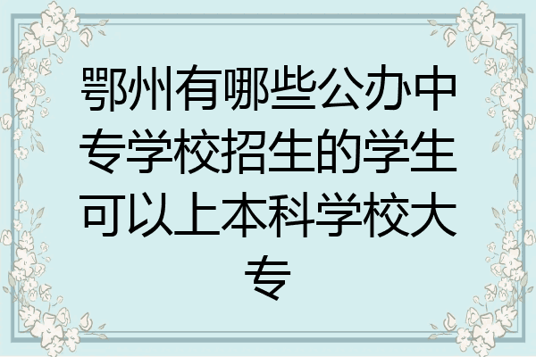 鄂州有哪些公办中专学校招生的学生可以上本科学校大专