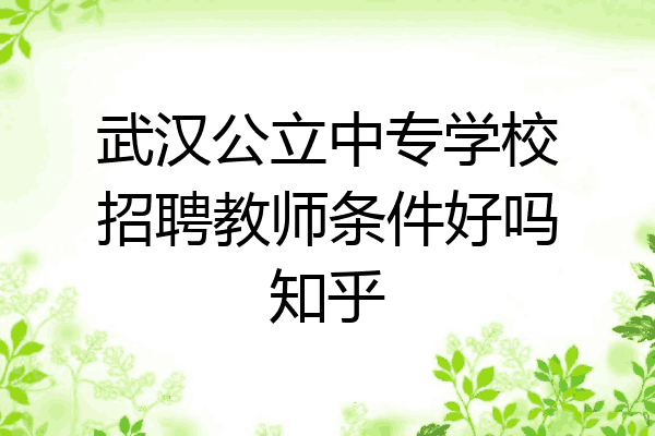 武汉公立中专学校招聘教师条件好吗知乎
