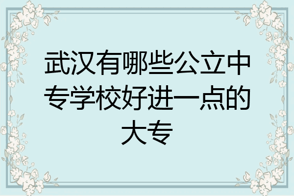 武汉有哪些公立中专学校好进一点的大专