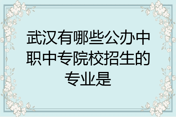 武汉有哪些公办中职中专院校招生的专业是