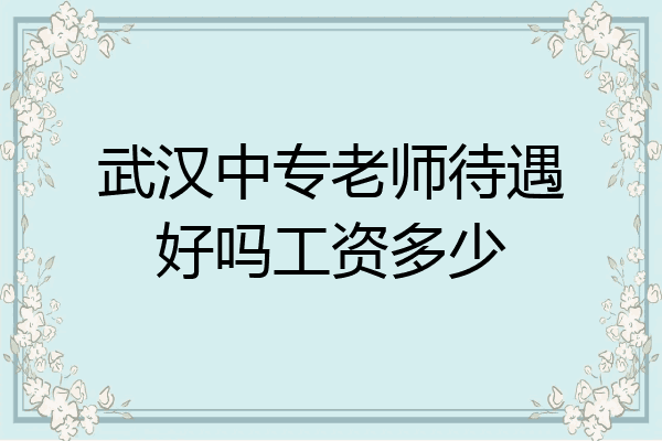 武汉中专老师待遇好吗工资多少