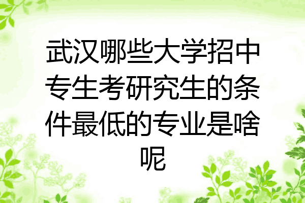 武汉哪些大学招中专生考研究生的条件最低的专业是啥呢