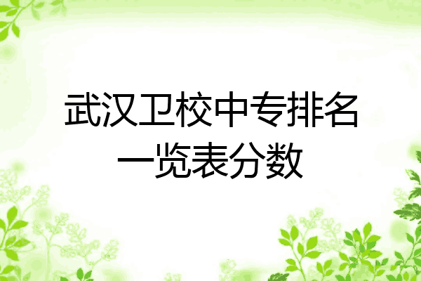 武汉卫校中专排名一览表分数