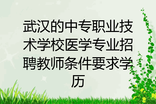 武汉的中专职业技术学校医学专业招聘教师条件要求学历