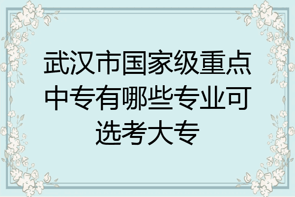 武汉市国家级重点中专有哪些专业可选考大专