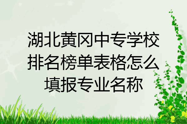 湖北黄冈中专学校排名榜单表格怎么填报专业名称