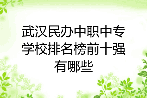 武汉民办中职中专学校排名榜前十强有哪些
