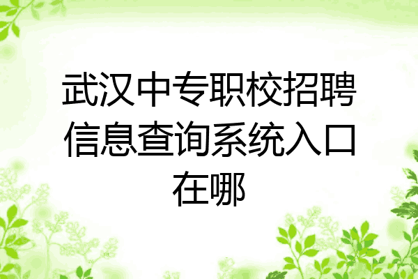 武汉中专职校招聘信息查询系统入口在哪