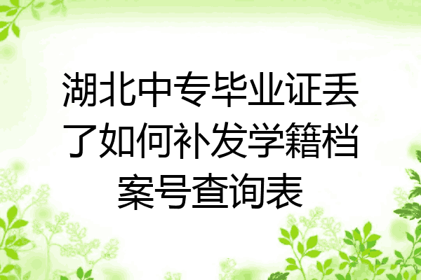 湖北中专毕业证丢了如何补发学籍档案号查询表