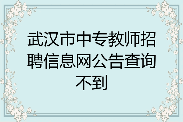 武汉市中专教师招聘信息网公告查询不到