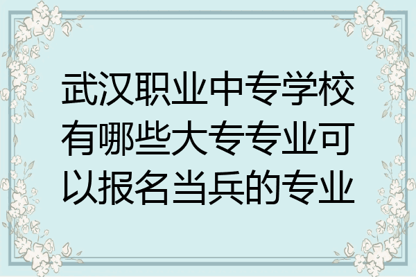武汉职业中专学校有哪些大专专业可以报名当兵的专业