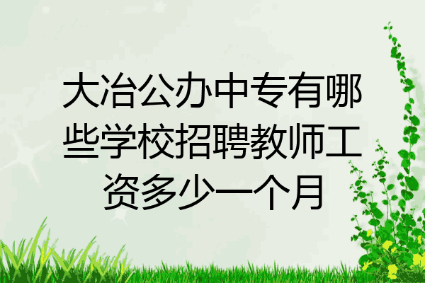 大冶公办中专有哪些学校招聘教师工资多少一个月