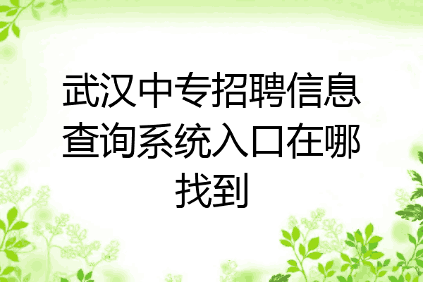 武汉中专招聘信息查询系统入口在哪找到