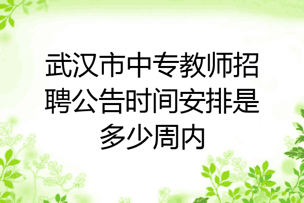武汉市中专教师招聘公告时间安排是多少周内