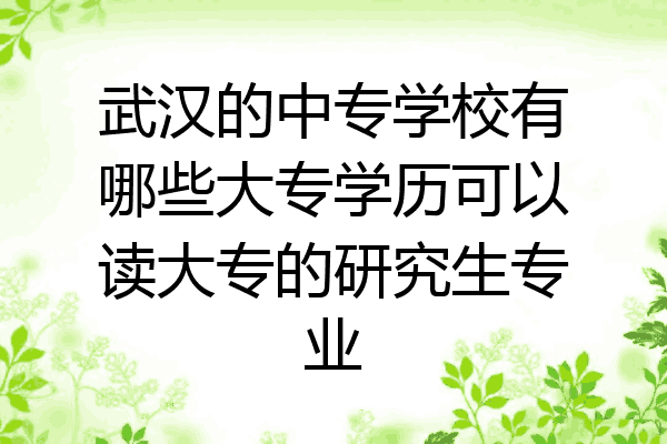 武汉的中专学校有哪些大专学历可以读大专的研究生专业