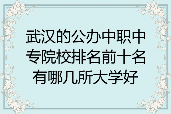 武汉的公办中职中专院校排名前十名有哪几所大学好