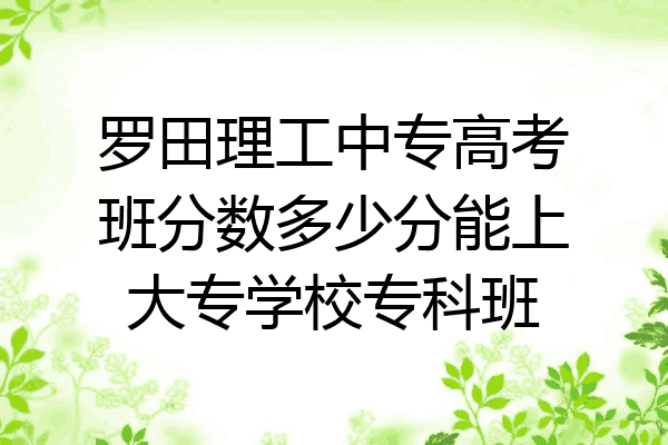 罗田理工中专高考班分数多少分能上大专学校专科班