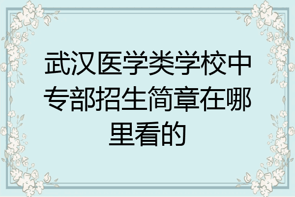 武汉医学类学校中专部招生简章在哪里看的