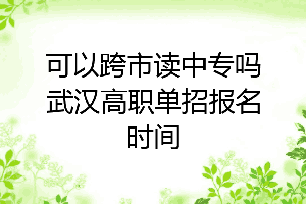 可以跨市读中专吗武汉高职单招报名时间