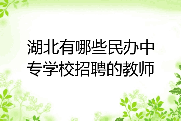 湖北有哪些民办中专学校招聘的教师