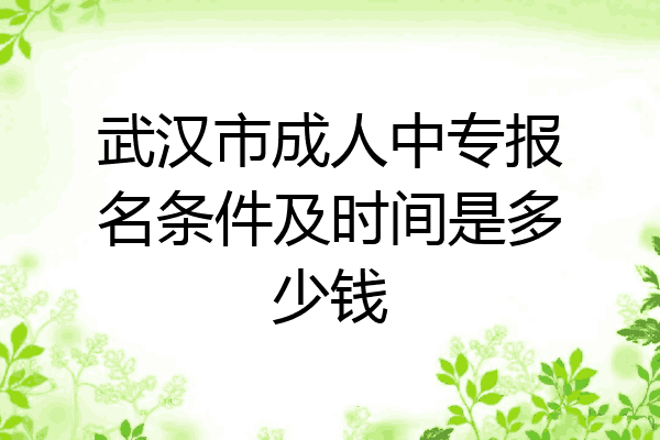 武汉市成人中专报名条件及时间是多少钱