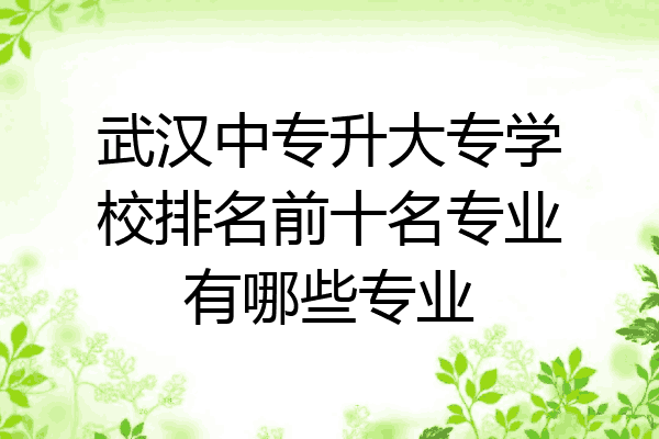 武汉中专升大专学校排名前十名专业有哪些专业