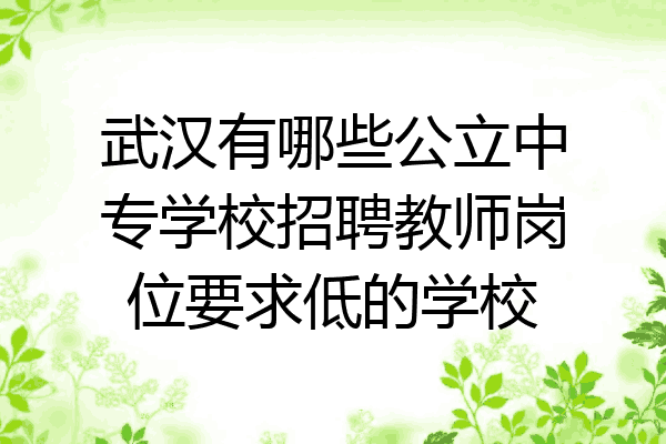 武汉有哪些公立中专学校招聘教师岗位要求低的学校