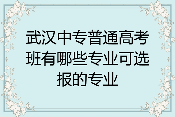 武汉中专普通高考班有哪些专业可选报的专业