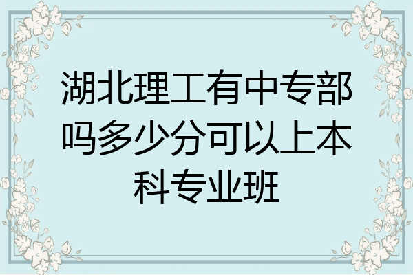 湖北理工有中专部吗多少分可以上本科专业班