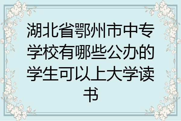 湖北省鄂州市中专学校有哪些公办的学生可以上大学读书
