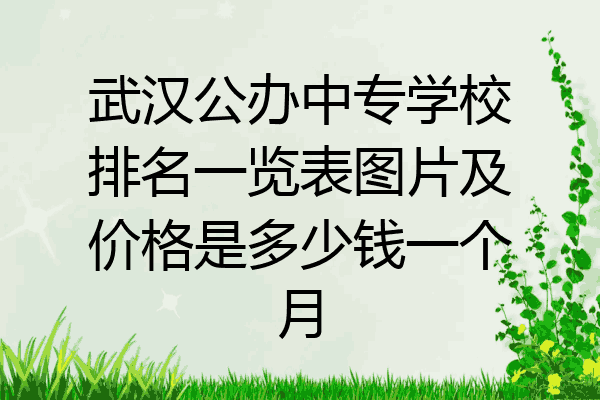 武汉公办中专学校排名一览表图片及价格是多少钱一个月