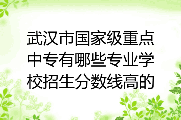武汉市国家级重点中专有哪些专业学校招生分数线高的